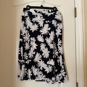 INC International Concepts Black and White Asymmetrical Midi Skirt